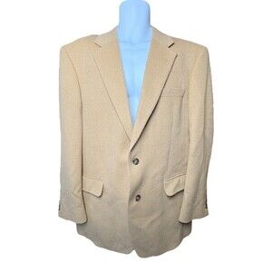 Jos A Bank 42L Sport Coat Blazer 100% Camel Hair Tan Two Button Lined Vented